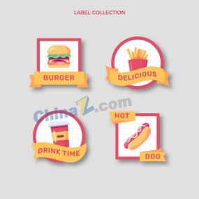 快餐食物标签系列元素